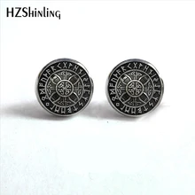 NES-004 nórdico viking orelha parafuso prisioneiro cruz em runa círculo brincos bússola studs brinco jóias cabochão de vidro pós hz4