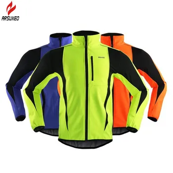 

ARSUXEO Thermal Sport Jacket Windproof Skiing Cycling Bike Bicycle Clothing Reflective Rainproof Winter Cycling Jacket Men
