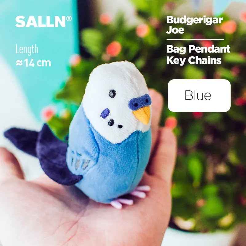Милая будгеригар птица плюшевая игрушка попугай игрушечное животное сумка кулон и брелки игрушки в подарок на день рождения - Цвет: Blue