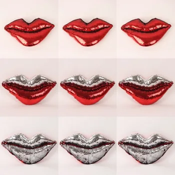 

Two-Colors Sequin Lips Cushion Irregular Pillow Cartoon Expression PC08 Pillows Red Silver Mouth Car Sofa Living Room Cushions