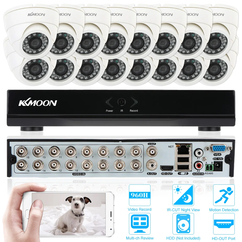 

KKmoon Security Camera System 16CH CCTV System 16PCS 800TVL CCTV Camera Surveillance System Kit Camaras Onvif Night Vision