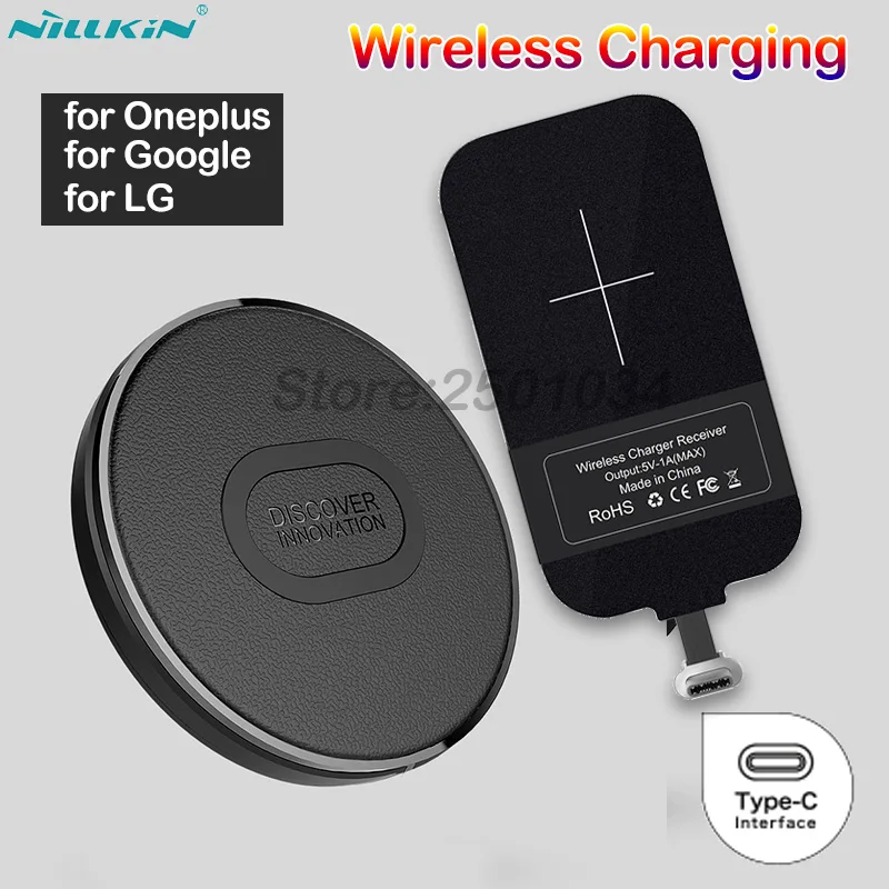 

Nillkin Mini Qi Wireless Charger+USB-C Type C Receiver Wireless Charging for Oneplus 5 5T 6 6T LG G6 V20 for Google Pixel 2 XL