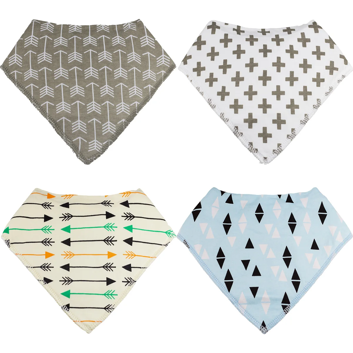

bibs burp cloth print Arrow wave triangle baby bibs cotton 4pcs