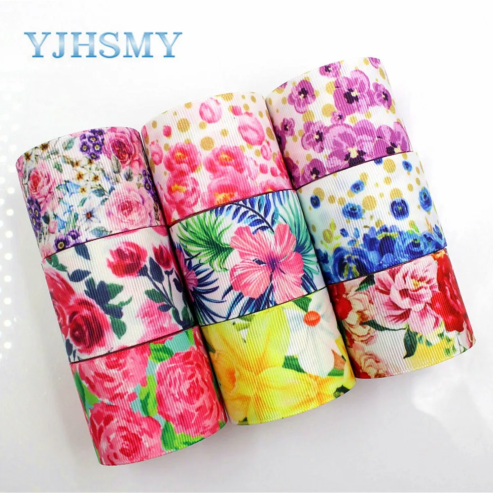 

YJHSMY C-18317-51,38 mm 5 Yards Spring flowers Printed grosgrain ribbons,DIY handmade Hair accessories,gift wrap Material