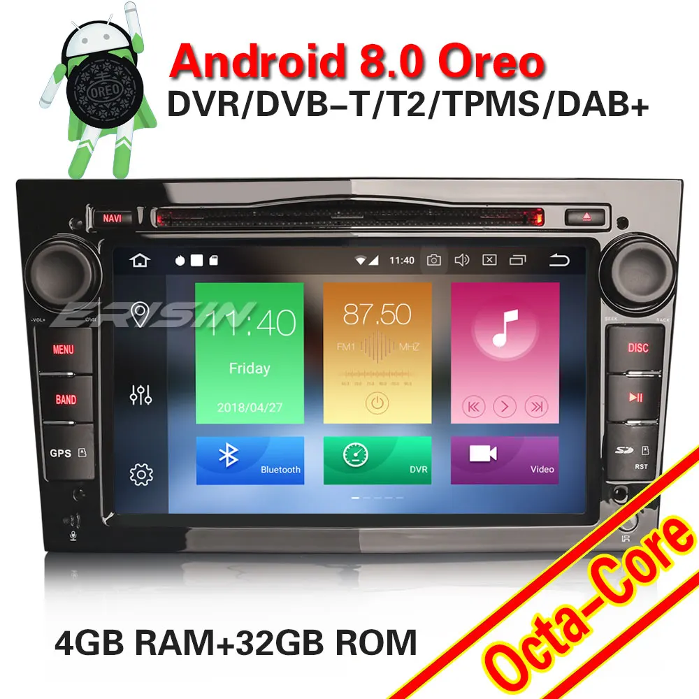 Erisin ES7460P 7 &quotHD Android 8 0 Octa core 4 г оперативная память автомобильный DVD DAB + gps СБ для Opel