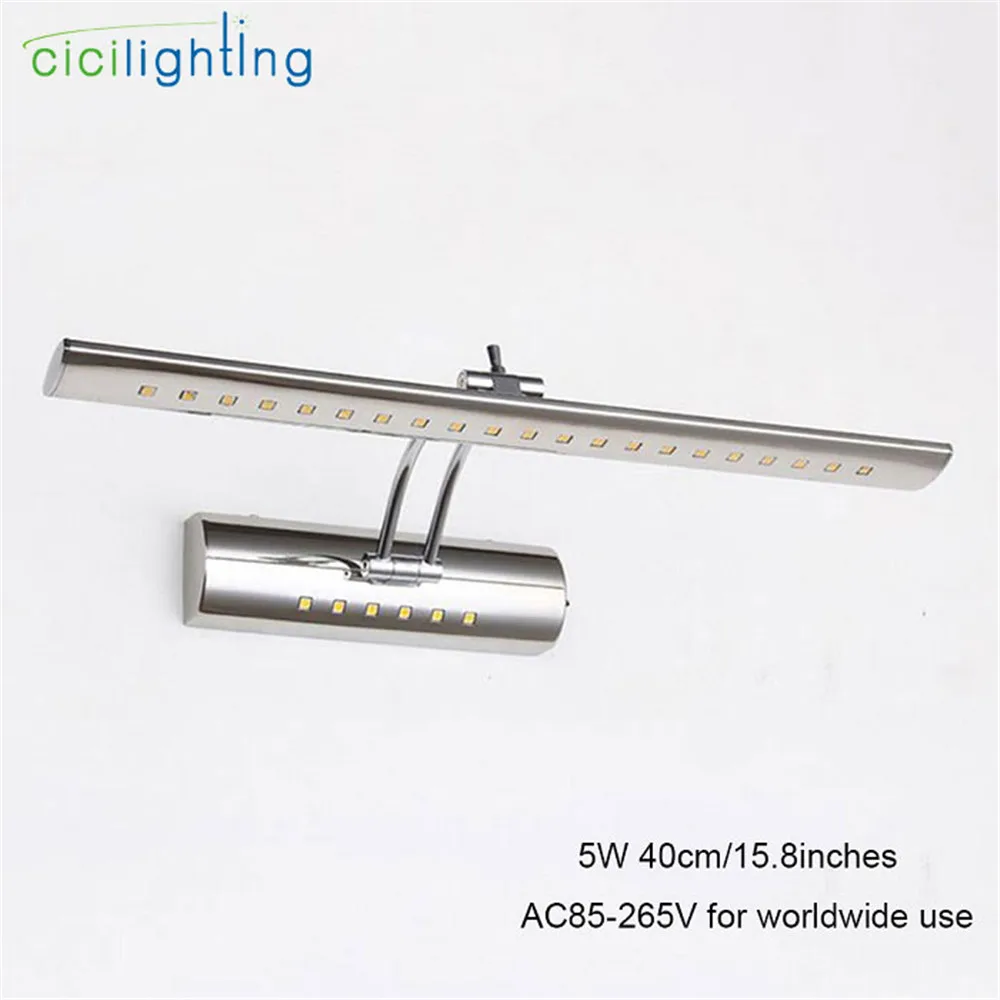 90V 265V AC L40cm 5 Вт светодиодный зеркало с подсветкой Лампа Нержавеющая сталь шкаф