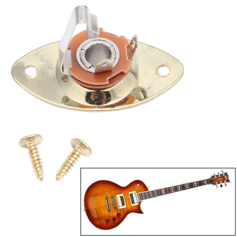 

1Pc Chrome Gold Oval Electronic Guitar Output Plate Durable ForGuitar