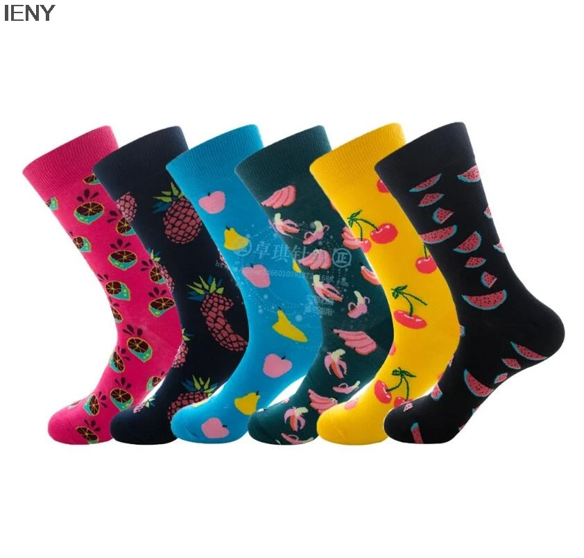 

IENY men's Socks Japanese Cotton Colorful Fruits Funny Happy Socks Girls Christmas Gifts