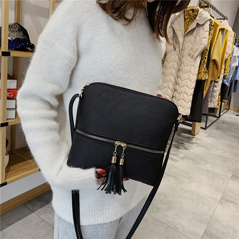 Gykaeo شرابة عارضة Crossbody حقائب للنساء الشارع التسوق المحمولة حقيبة كتف السيدات جلدية حقيبة ساع Sac