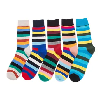 

Men happy socks cotton combing long sock color stripes couple's sock comfortable breathable street youth skateboard socks