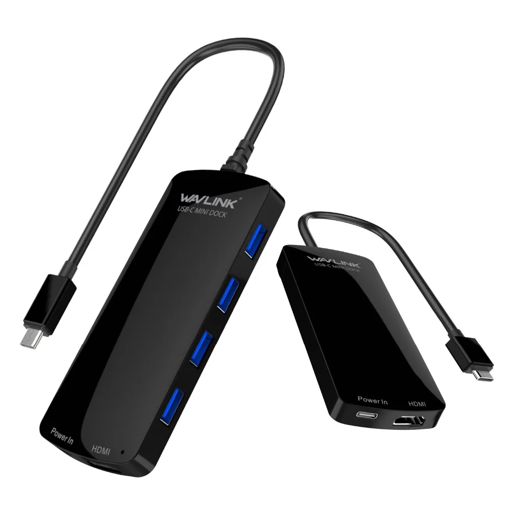 

Wavlink Mini 6-in-1 usb 3.0 hub with power adapter Multifunction USB-C Hub with Type-C 4K Video HD HDMI Adapter Power Delivery