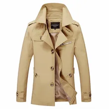 Мужской весенне-осенний классический однотонный лацкан, тонкий Тренч/однобортный Тренч средней длины Urban Boutique, пальто 5XL