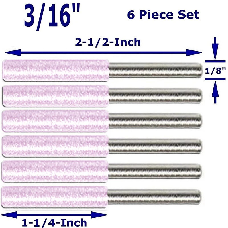 

6pcs Grinding Stone Set Diamond Chainsaw Sharpener Burr Stone File 3/16 New