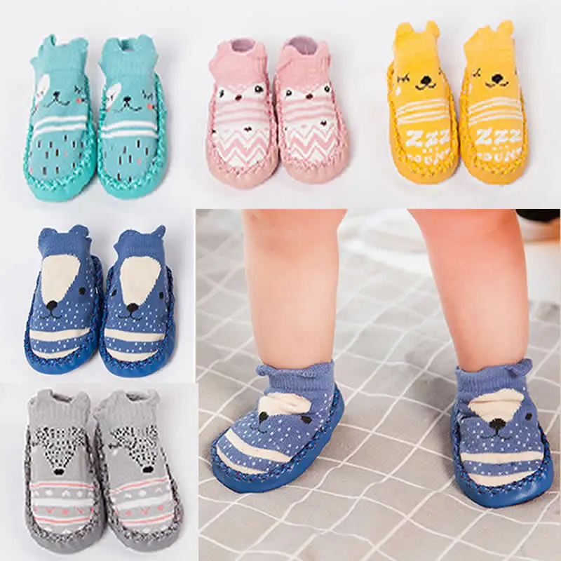 

Baby Toddler Non-Slip knitting Fox socks Moccasins Slippers Baby Socks Infant Cotton Cartoon Animal Pattern Baby socks