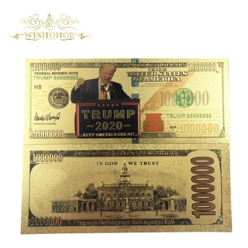 10Pcs New Halloween Party Banknote American Banknote 1 Dollar Bills Banknote in 24K Gold Plated Paper Money For Gifts - Цвет: 100