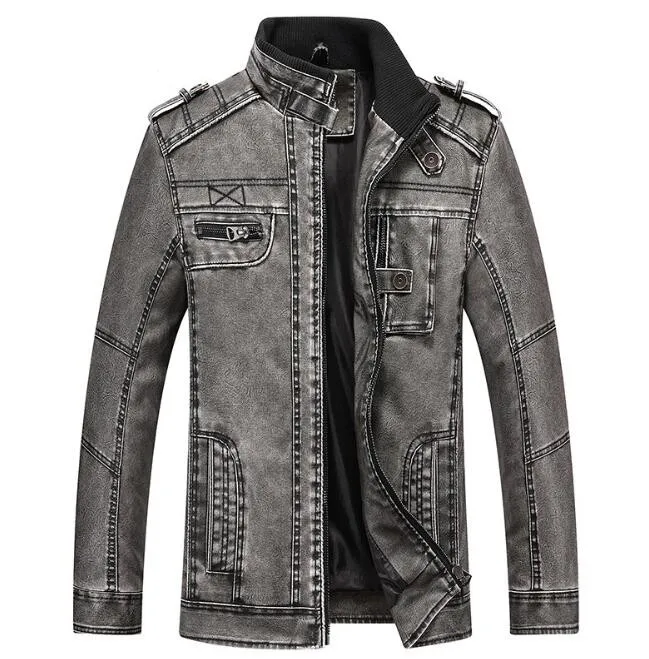 

PU Leather Jackets Men Casual Outwear Winderbreaker Motorcycle Fitness Leather Jackets jaqueta de couro Plus size 4XL 5XL