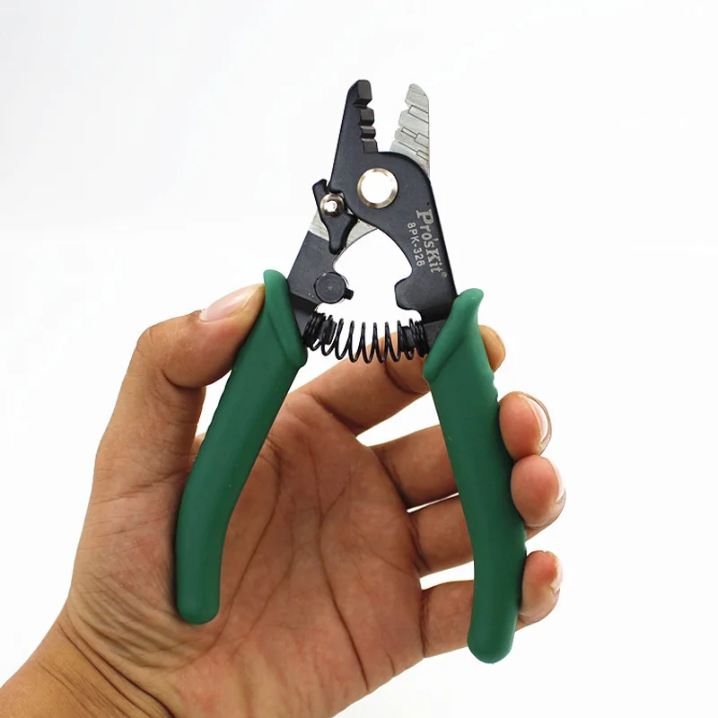 

Proskit 8PK-326 clamp Fiber stripping pliers 8PK-326 Tri-Hole Fiber Optic Stripper 8PK-326 FTTH FIber Wire stripper