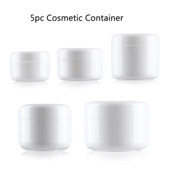 

10/20/30/50/100g 5Pcs White Plastic Empty Makeup Jar Pot Refillable Sample Bottles Travel Face Cream Lotion Cosmetic Container