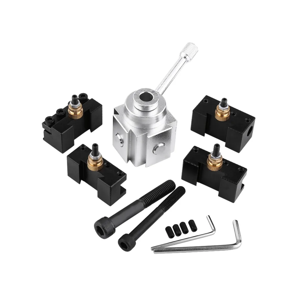 

Set of Aluminum Alloy Quick Change Mini Lathe Tool Post and Holder Lathe Accessary Kit