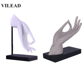 

VILEAD 11'' Nature Sand Stone Sticky Finger Buddha Statue Modern Hand Figurine Sculpture Home Decoration Accessories Window Gift
