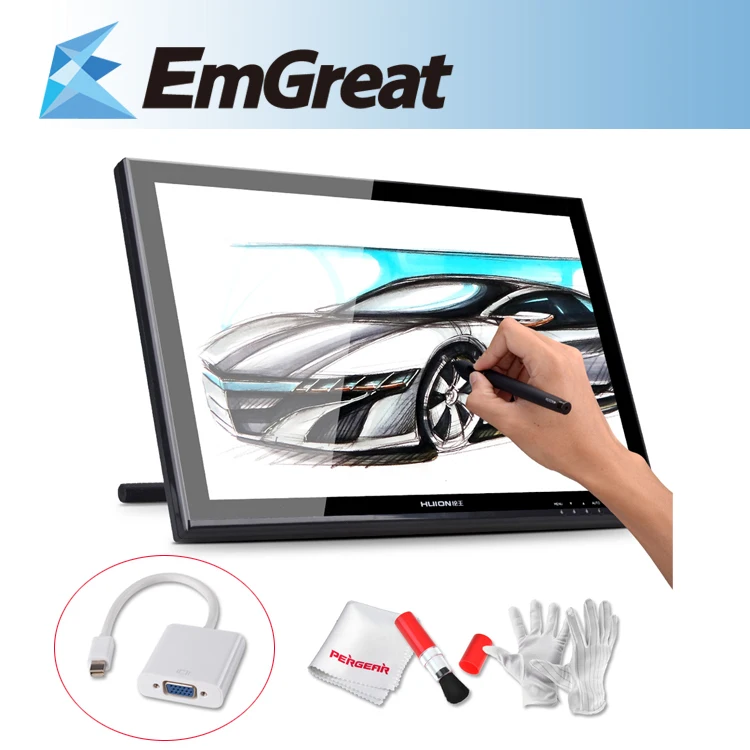 HUION GT 190 Digital Pen Graphic Drawing Tablet LCD Monitor + Mini Displayport DP to VGA Adapter