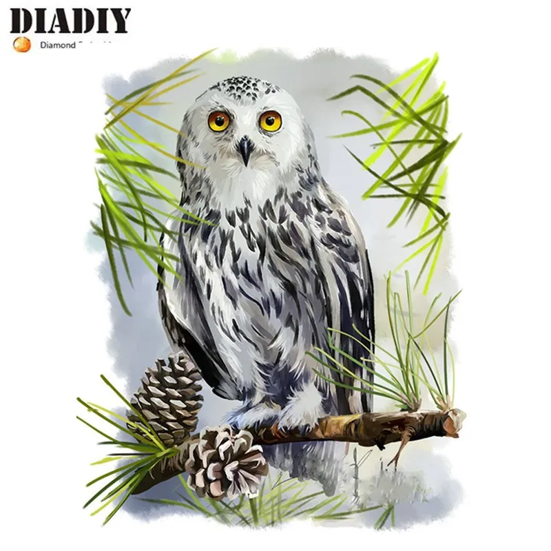 5D DIY Diamond Painting animal Full Round Drill Home Decor Cross Stitch Mosaic Embroidery white owl icon Crystals Craft | Дом и сад