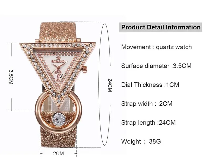 Топ Бренд Высокое качество модные женские простые часы кожа треугольник алмаз Аналоговые кварцевые наручные часы saat подарок