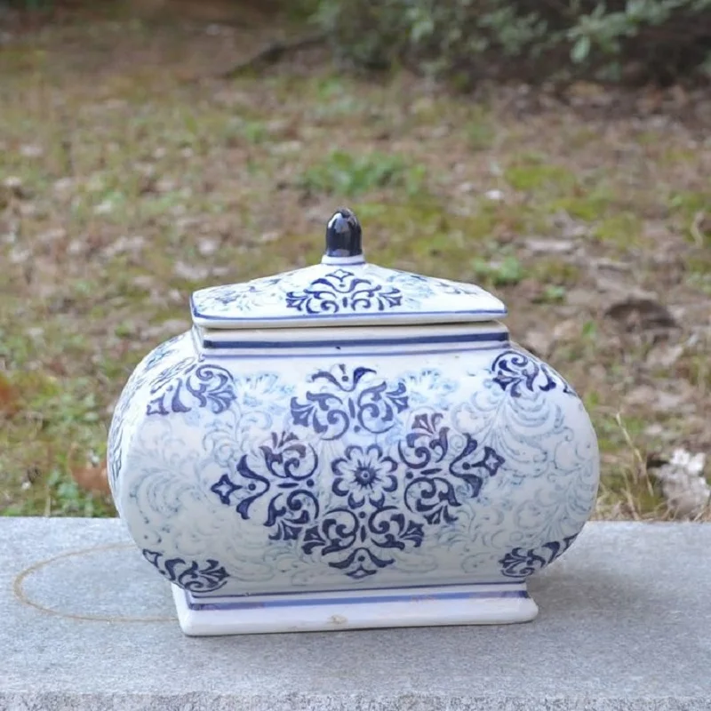 Foreign trade ceramic ornaments of blue and white porcelain jar shelf Home Furnishing porcelain