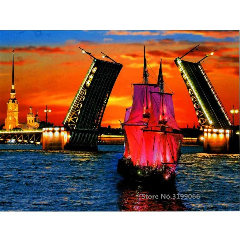 

DIY Frame Seascape And Ship Acrylic DIY Painting By Numbers Wall Art Pictures For Wedding Decoration Drop Shipping RA3098