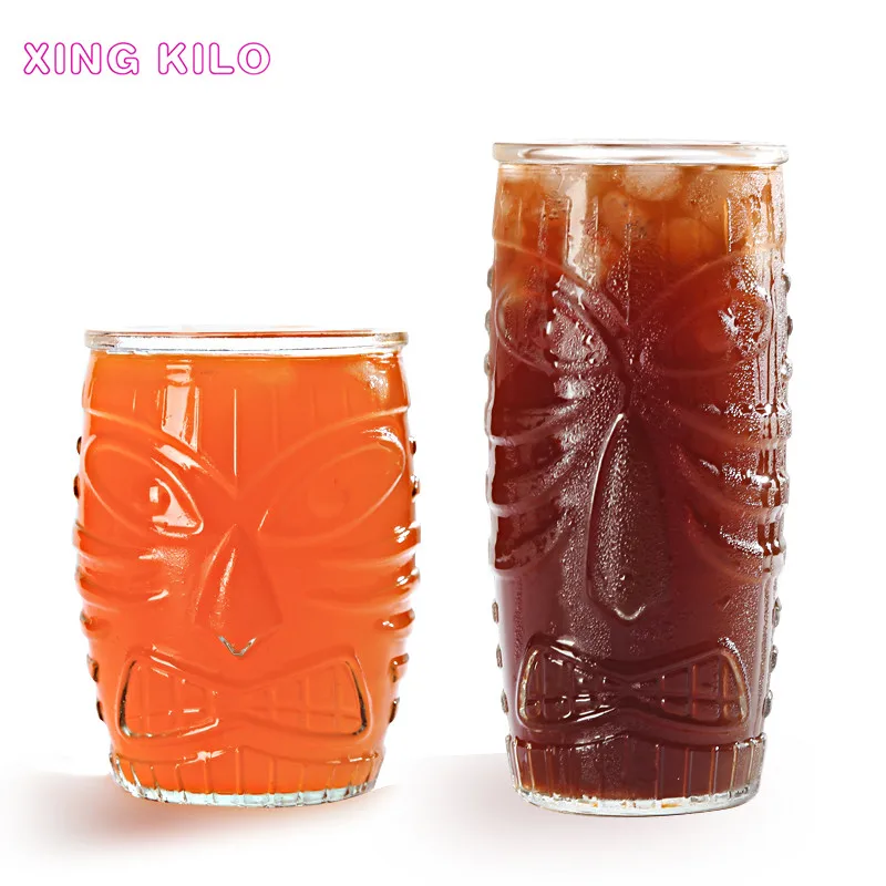 XING KILO Glass Juice Cup Tea Cup Grimace Totem Individual Art Glass Drink Cup Hawaiian Tiki Cocktail Glass XING KILO Glass Juice Cup Tea Cup Grimace Totem Individual Art Glass Drink Cup Hawaiian Tiki Cocktail Glass