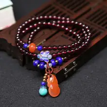 Натуральный гранатовый браслет Мульти-поворот 4 мм пчелиный воск 925 сжигание синий нандаль красный аксессуары 2997