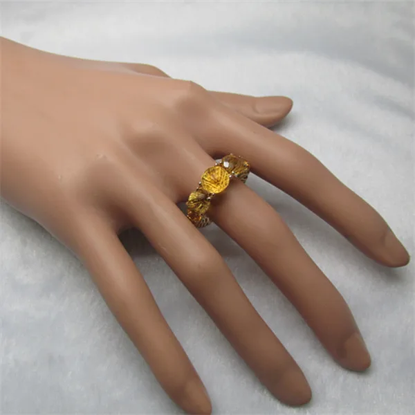 7.8CT сплошной 14 K желтого золота с натуральным Великолепный Желтый Цитрин обручальное кольцо