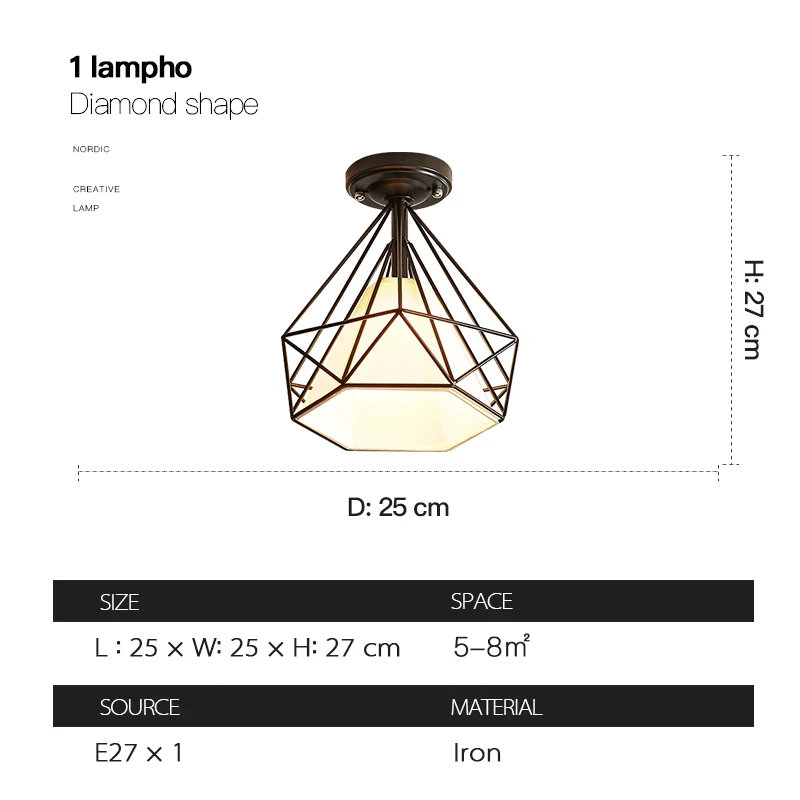 Простой геометрический креативный Железный потолочный светильник в скандинавском стиле для ресторана, столовой, крыльца, коридора, потолочного светильника, ретро светильник - Цвет корпуса: 10
