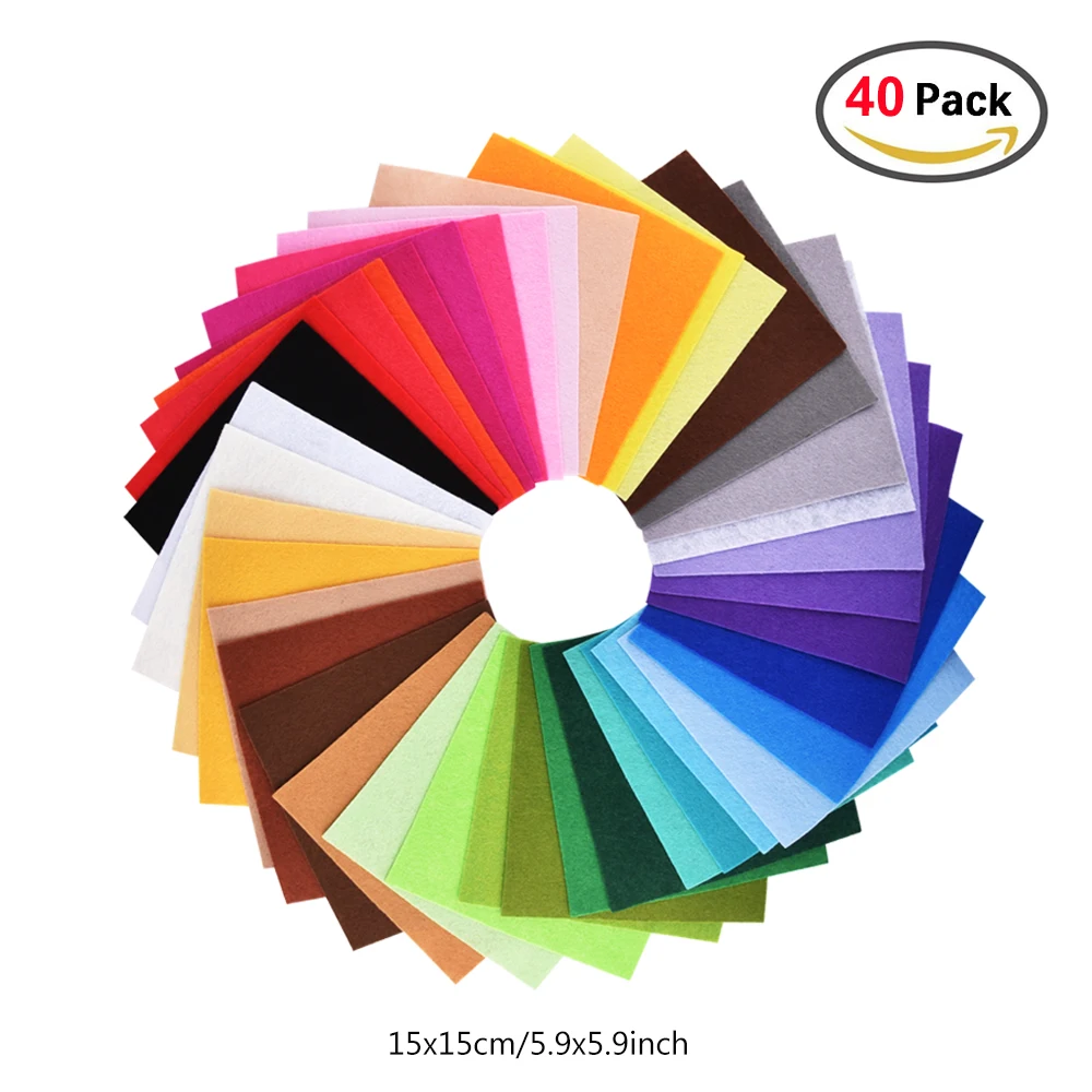 

40pcs/Set Nonwoven Fabric DIY Toys Gift Colorful Manual Felt Cloth Polyester Tablecloth Square Hand Crafts For Exhibition 15x15c