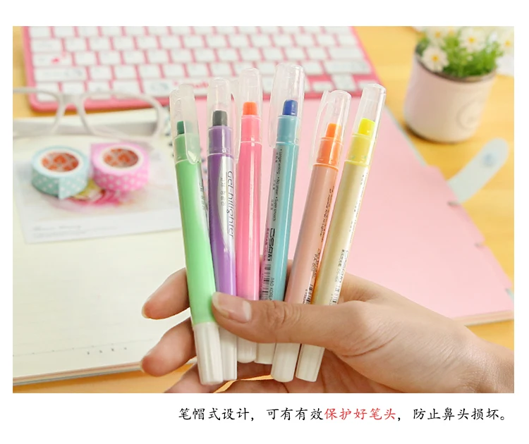 Южнокорейский Творческий канцелярский желе флуоресцентная ручка сплошной цветной маркер ключ маркер хайлайтер