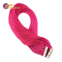 Moresoo, 25 г/10 шт., цветные розовые накладные волосы на ленте,, Remy человеческие волосы, бесшовные волосы для наращивания на всю голову для женщин