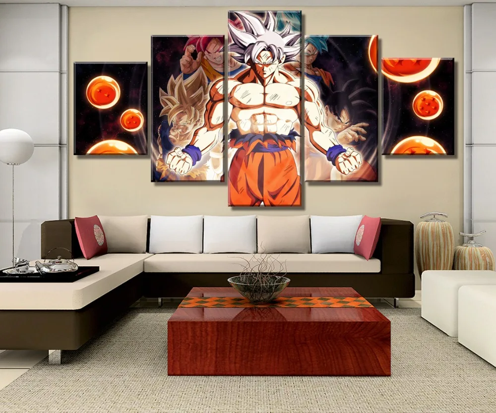 

Wall Art Canvas Painting 5 Panel Dragon Ball Goku Home Decor For Living Room Animation Poster Wall Art Printed Pictures Artwork