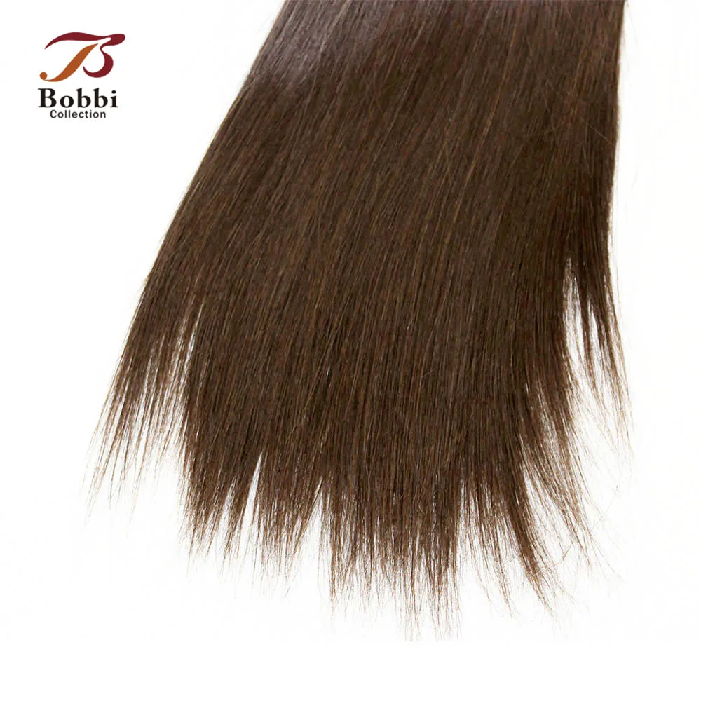 BOBBI коллекция цвет 2 Darkest коричневый прямые волосы 2/3 Связки с 4x13 синтетический Frontal шнурка волос индийский волосы Remy натуральные волосы