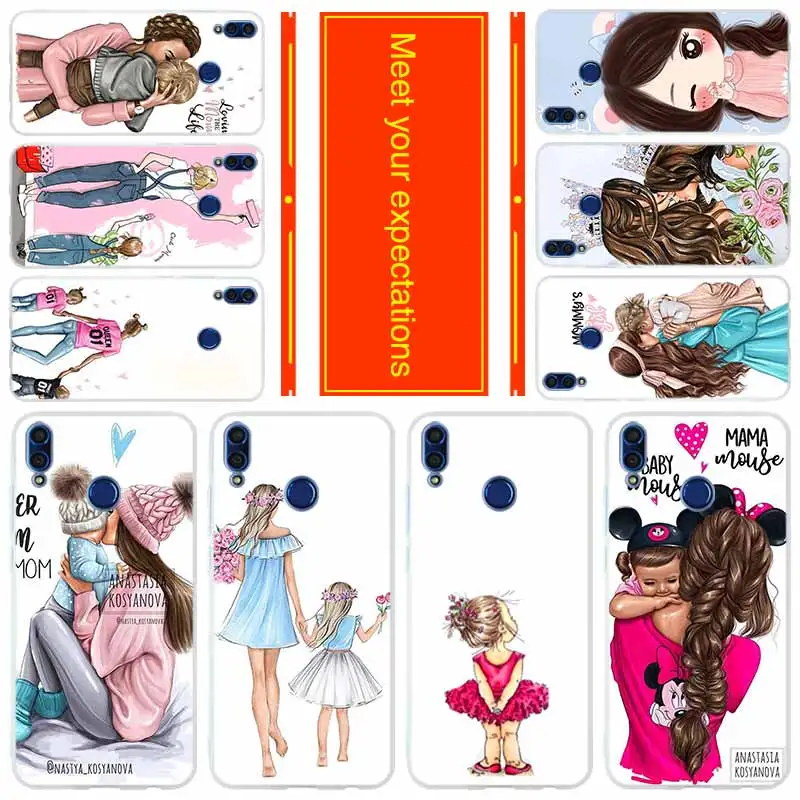

Phone for HUAWEI Honor 10 9 i lite Cover Honor 8X a max 9lite 7 6 X 7a pro V20 Play Cover Case Baby mom Girl and Boy Soft