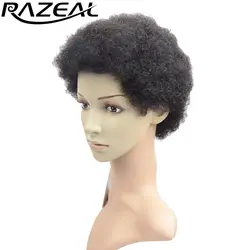 Razeal волосы черные Искусственные парики черные афро короткие курчавые кучерявые парики афро-американские женские высокотемпературные