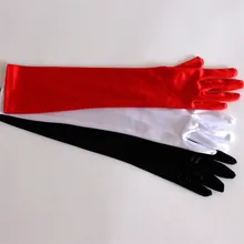 Сексуальные и модные длинные атласные свадебные перчатки полный палец глянцевый рука длинный черный/белый/Красный Опера невесты Вечерние перчатки 54*11 см