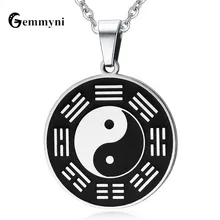 

2017 New Men's Ying Yang Necklace Bagua Taiji Pendant Charm Choker Stainless Titanium Steel Male Collar Colar Accessories