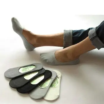

Fashion 3 Pairs Men's socks Bamboo Fiber No Show Footie Non Slip Men's Loafer Socks long socks