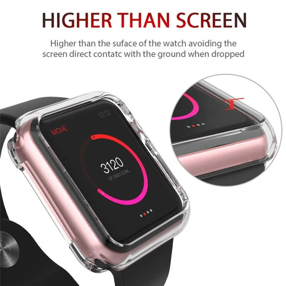 3 шт./упаковка Ультратонкий Мягкий чехол из ТПУ для часов Apple Watch 4 с полным
