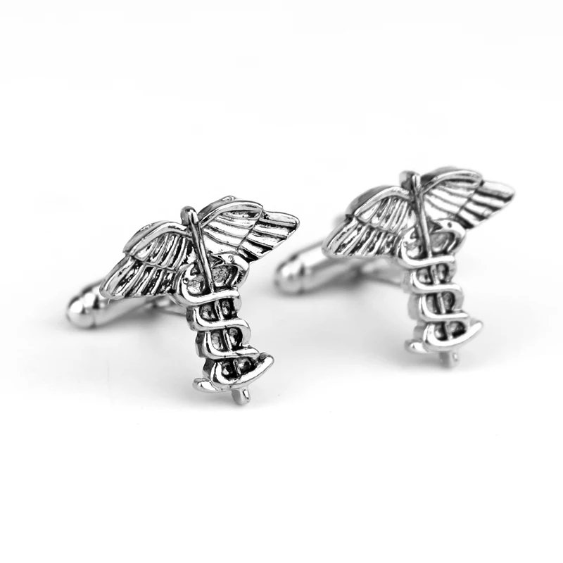 

RJ Hot Sale Medical Symbol Caduceus Cufflinks Doctors New Design Medical Students Nurse Stethoscope Cuff Links Graduation Gifts