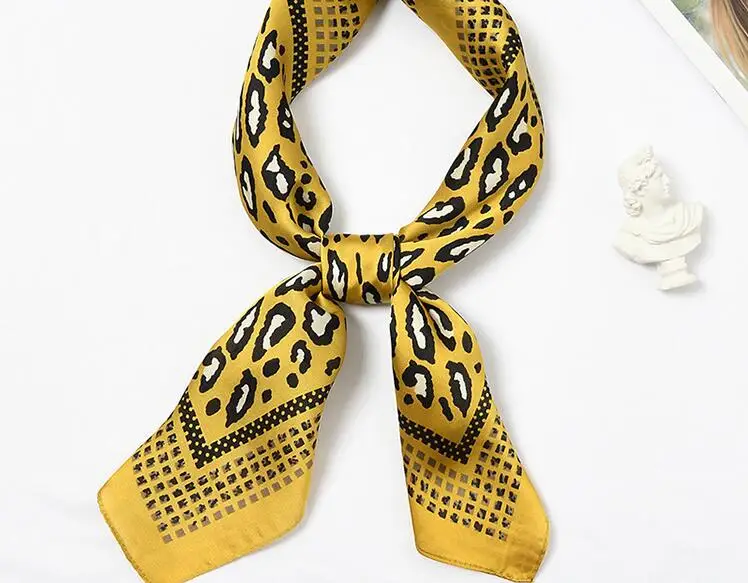 

Yishine 70*70 CM Women Multifunction Polyester Silk Scarf Leopard Patchwork Prints Small Square Wraps Scarves Shawl Shawls