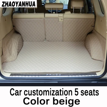 

Custom fit car trunk mat for Toyota Land Cruiser Prado 5 seats / 7 seats Waterproof Leather Carpets 5D car styling