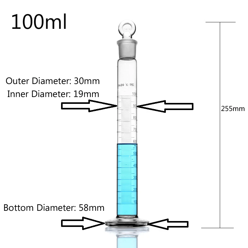 LINYEYUE 100 мл стеклянный Градуированный Цилиндр Со стоппером колпачок Мензурка цилиндр лабораторное химическое оборудование