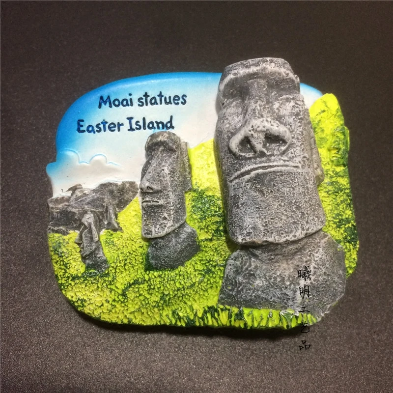 Creative Chile Statues Easter Island Keyboard Fridge Magnets 3D Refrigerator Magnets Sticker Travel