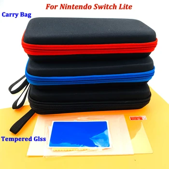 

Portable Storage Bag for Nintendo Switch Lite ShockProof Waterproof Travel Handbag for switch Lite Game Console Protector+Glass